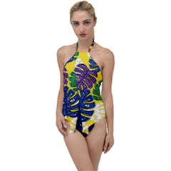 Pattern Leaves Grey Go With The Flow One Piece Swimsuit