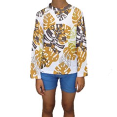 Pattern Leaves Kids  Long Sleeve Swimwear