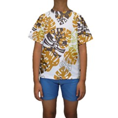 Pattern Leaves Kids  Short Sleeve Swimwear