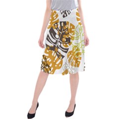 Pattern Leaves Midi Beach Skirt