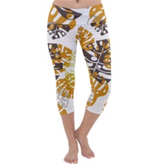 Pattern Leaves Capri Yoga Leggings