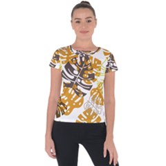 Pattern Leaves Short Sleeve Sports Top 