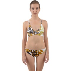 Pattern Leaves Wrap Around Bikini Set