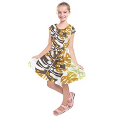 Pattern Leaves Kids  Short Sleeve Dress