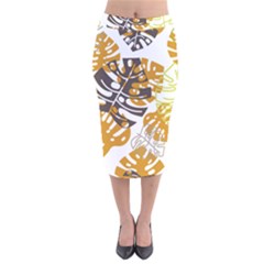 Pattern Leaves Velvet Midi Pencil Skirt by HermanTelo