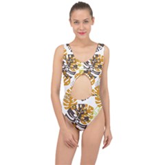 Pattern Leaves Center Cut Out Swimsuit by HermanTelo