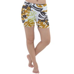 Pattern Leaves Lightweight Velour Yoga Shorts