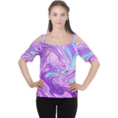 Pattern Texture Art Rainbow Cutout Shoulder Tee