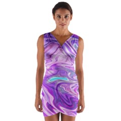 Pattern Texture Art Rainbow Wrap Front Bodycon Dress