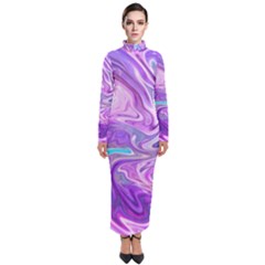 Pattern Texture Art Rainbow Turtleneck Maxi Dress