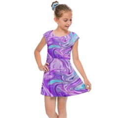 Pattern Texture Art Rainbow Kids  Cap Sleeve Dress