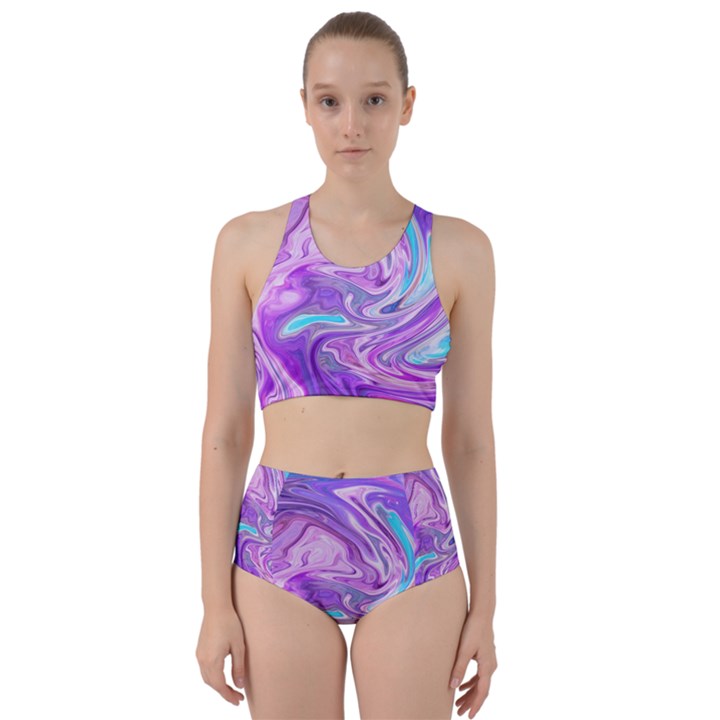 Pattern Texture Art Rainbow Racer Back Bikini Set