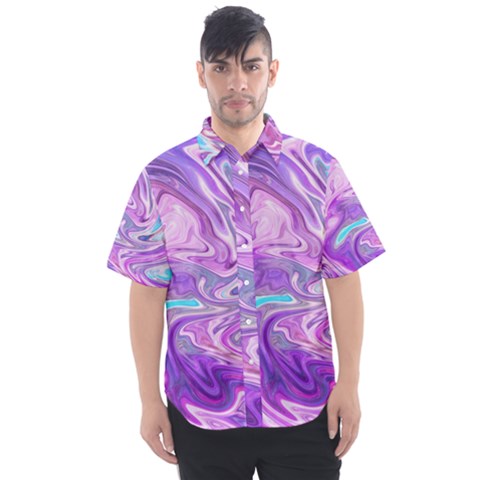 Pattern Texture Art Rainbow Men s Short Sleeve Shirt by HermanTelo