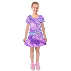 Pattern Texture Art Rainbow Kids  Short Sleeve Velvet Dress by HermanTelo