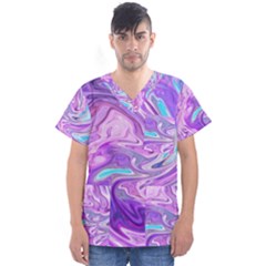 Pattern Texture Art Rainbow Men s V-neck Scrub Top