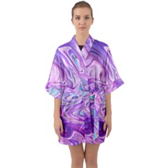 Pattern Texture Art Rainbow Quarter Sleeve Kimono Robe