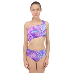 Pattern Texture Art Rainbow Spliced Up Two Piece Swimsuit