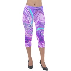 Pattern Texture Art Rainbow Lightweight Velour Capri Leggings 