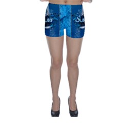 Sport, Surfboard With Water Drops Skinny Shorts by FantasyWorld7