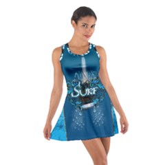 Sport, Surfboard With Water Drops Cotton Racerback Dress by FantasyWorld7