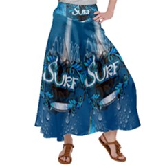 Sport, Surfboard With Water Drops Satin Palazzo Pants by FantasyWorld7