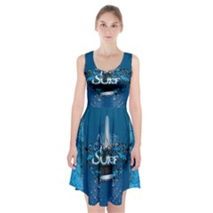 Sport, Surfboard With Water Drops Racerback Midi Dress by FantasyWorld7