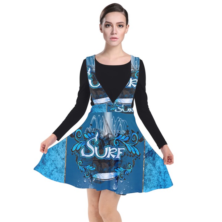 Sport, Surfboard With Water Drops Plunge Pinafore Dress