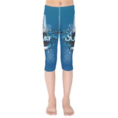 Sport, Surfboard With Water Drops Kids  Capri Leggings  by FantasyWorld7