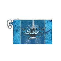 Sport, Surfboard With Water Drops Canvas Cosmetic Bag (small) by FantasyWorld7