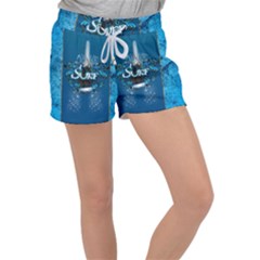 Sport, Surfboard With Water Drops Women s Velour Lounge Shorts by FantasyWorld7