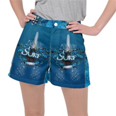 Sport, Surfboard With Water Drops Ripstop Shorts by FantasyWorld7