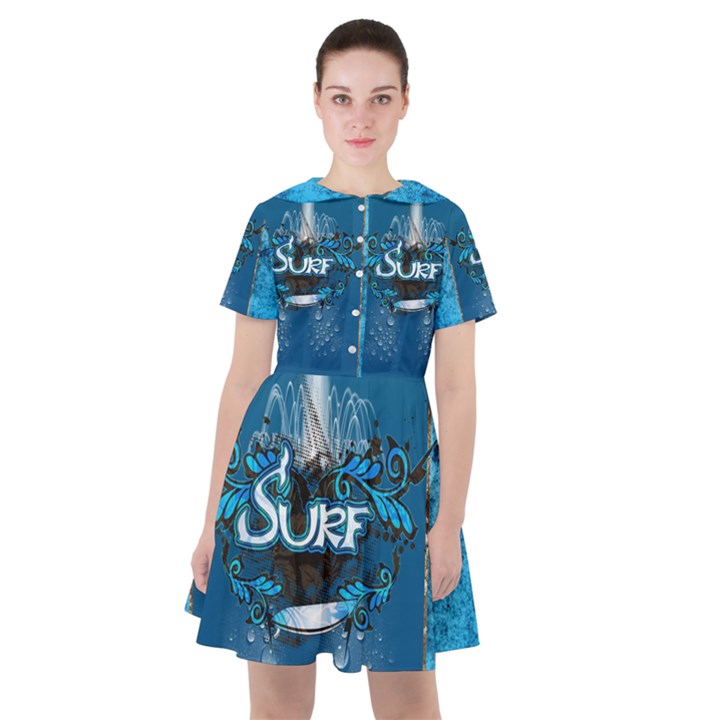 Sport, Surfboard With Water Drops Sailor Dress