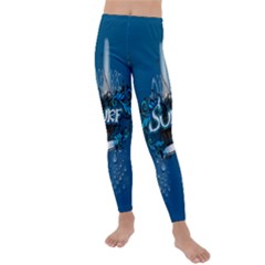 Sport, Surfboard With Water Drops Kids  Lightweight Velour Leggings by FantasyWorld7