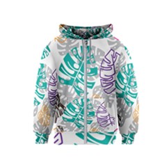 Pattern Leaves Rainbow Kids  Zipper Hoodie