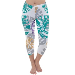 Pattern Leaves Rainbow Capri Winter Leggings 