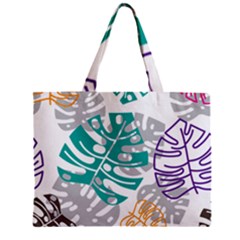 Pattern Leaves Rainbow Zipper Mini Tote Bag