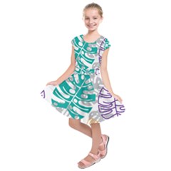 Pattern Leaves Rainbow Kids  Short Sleeve Dress by HermanTelo