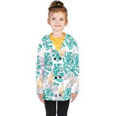 Pattern Leaves Rainbow Kids  Double Breasted Button Coat by HermanTelo