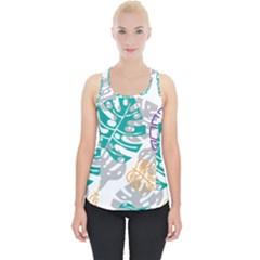 Pattern Leaves Rainbow Piece Up Tank Top