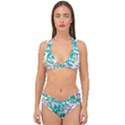 Pattern Leaves Rainbow Double Strap Halter Bikini Set View1