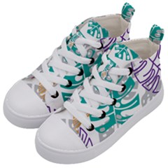 Pattern Leaves Rainbow Kids  Mid-top Canvas Sneakers by HermanTelo