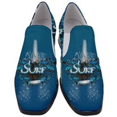 Sport, Surfboard With Water Drops Slip On Heel Loafers