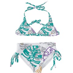 Pattern Leaves Rainbow Kids  Classic Bikini Set