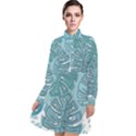 Pattern Leaves Banana Long Sleeve Chiffon Shirt Dress View1