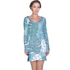 Pattern Leaves Banana Long Sleeve Nightdress