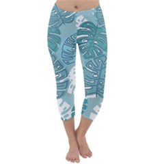 Pattern Leaves Banana Capri Winter Leggings 