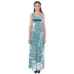 Pattern Leaves Banana Empire Waist Maxi Dress