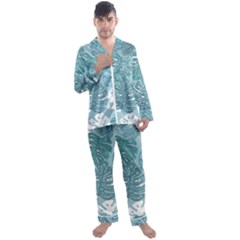 Pattern Leaves Banana Men s Satin Pajamas Long Pants Set