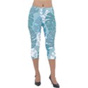 Pattern Leaves Banana Lightweight Velour Capri Leggings  View1