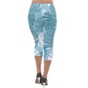 Pattern Leaves Banana Lightweight Velour Capri Leggings  View2